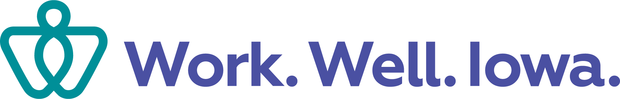 Teal logo with words Work Well Iowa