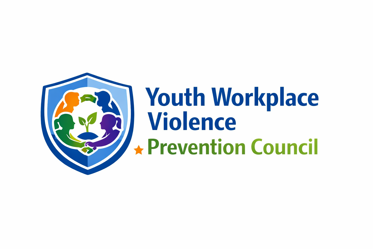 shield in blue with four youth holding hands